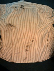 shirt-run-over Tyre marks on the shirt I was wearing